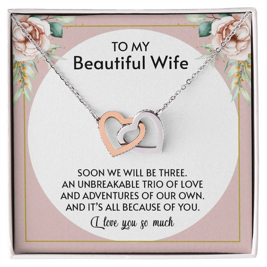 To My Beautiful Wife Interlocking Hearts necklace